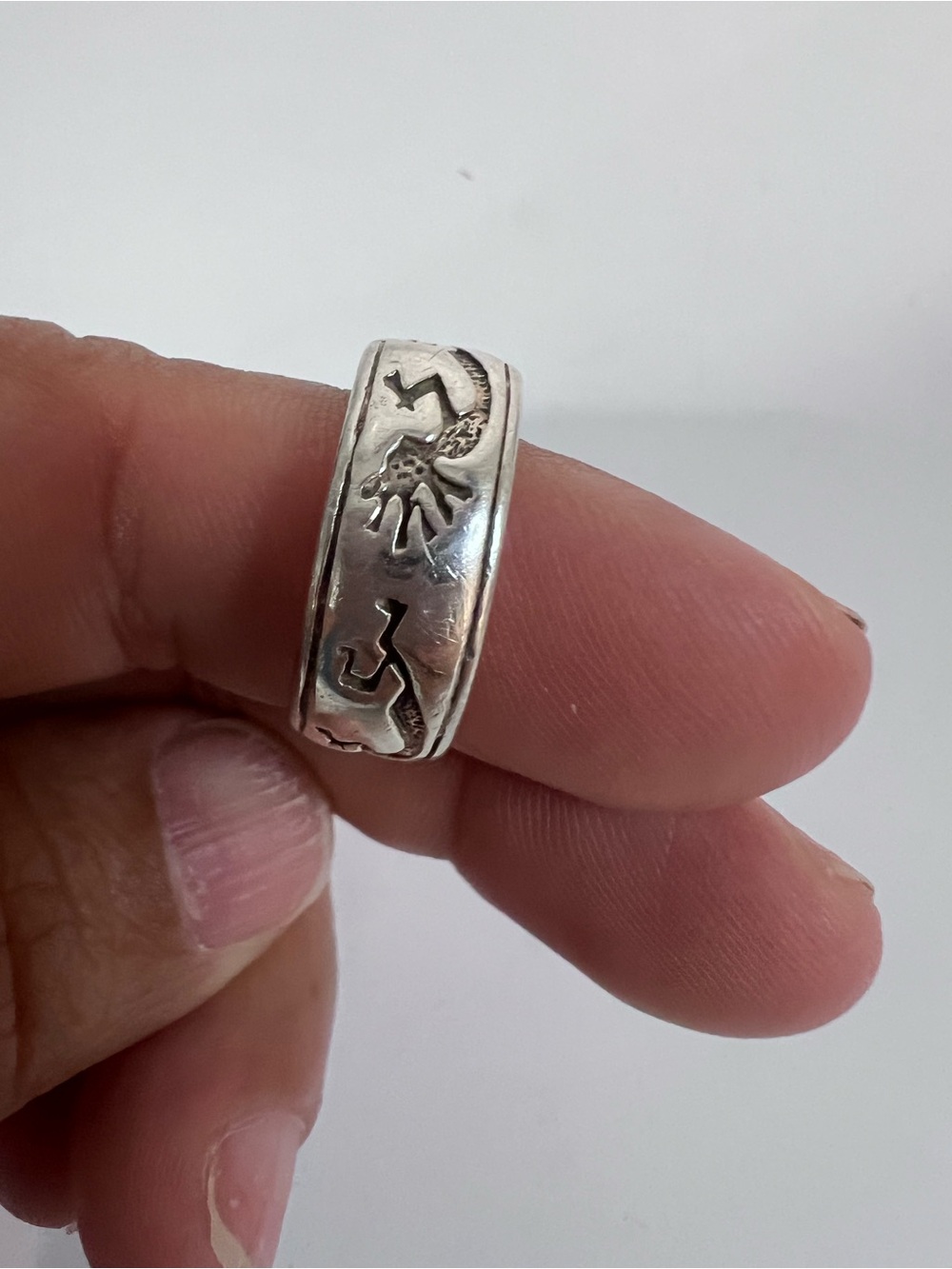 Vintage Sterling Silver Southwestern Southwest Style Textured Band Ring Size 7